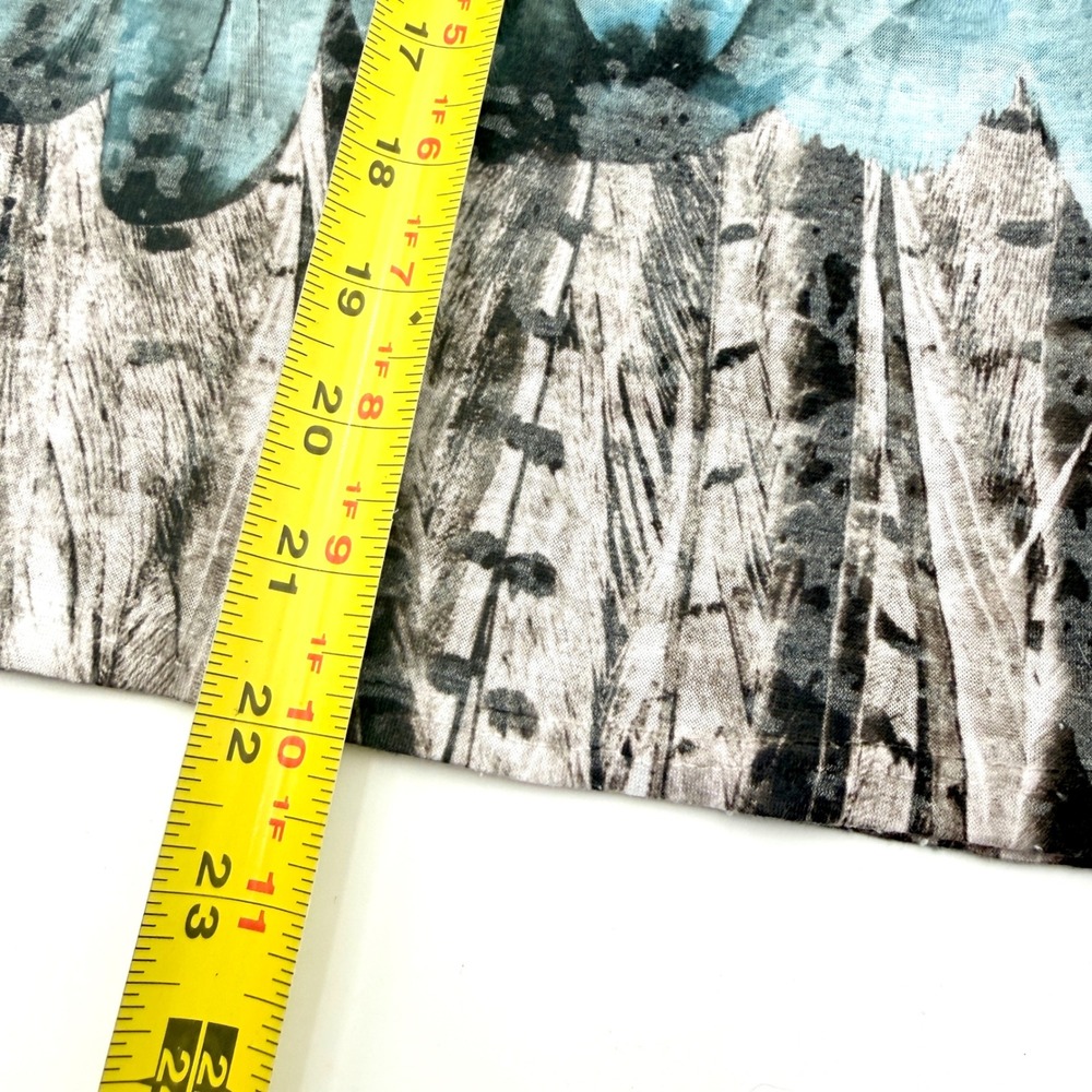 Y2K Bohemian Army Womens XL Feather Print Rhinestone Short Sleeve Top Blue Grey - Picture 2 of 8